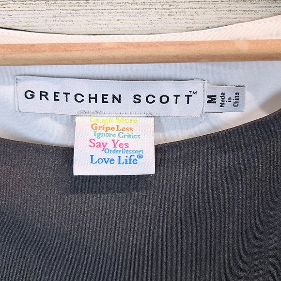 Gretchen Scott Jersey Tee Topper Medium Black 3/4 Sleeves Sporty Athleisure Golf - Picture 15 of 16